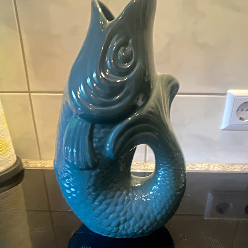 Petrolfarbige keramikvase - petrolfarbige,